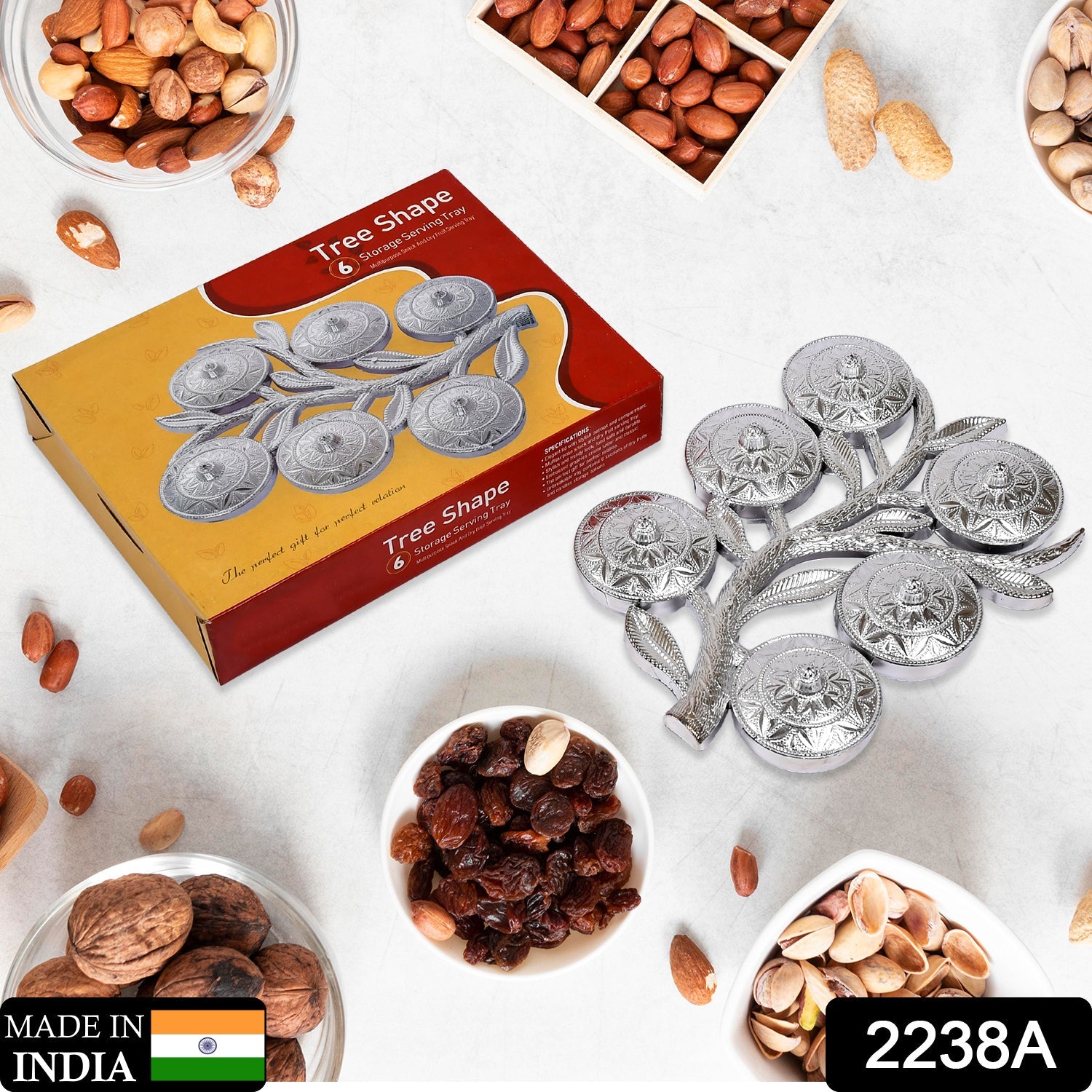 2238A Zoomkha Tree Shape 6Pc Storage Serving Tray Multipurpose Snack And Dry Fruit Serving Tray For Home Use DeoDap 2238A Zoomkha Tree Shape 6Pc Storage Serving Tray Multipurpose Snack And Dry Fruit Serving Tray For Home Use DeoDap